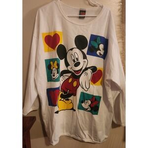 Vtg 90s Mickey Mouse T-shirt womens 2XL Unlimited Land‎ N Sea Cartoon AOP Disney